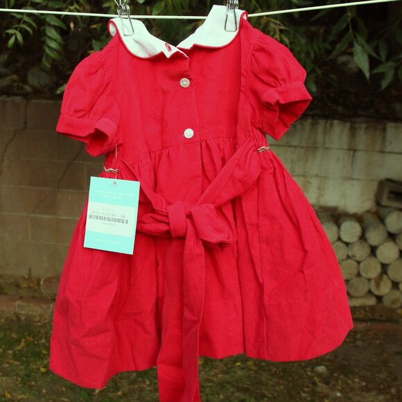 Anavini Candy Cane Embroidered Collared Red Dress 3M - Picture 3 of 3